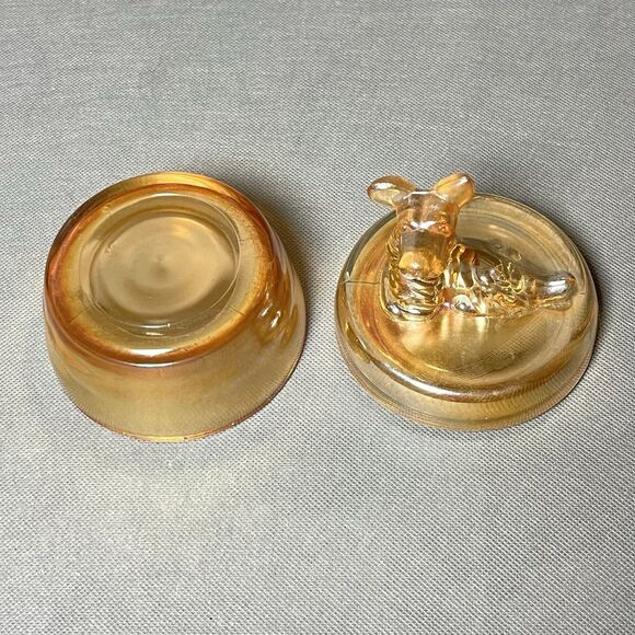 Vintage Scottish Terrier Marigold Carnival Glass Trinket Dish Candy Dish - Picture 8 of 8
